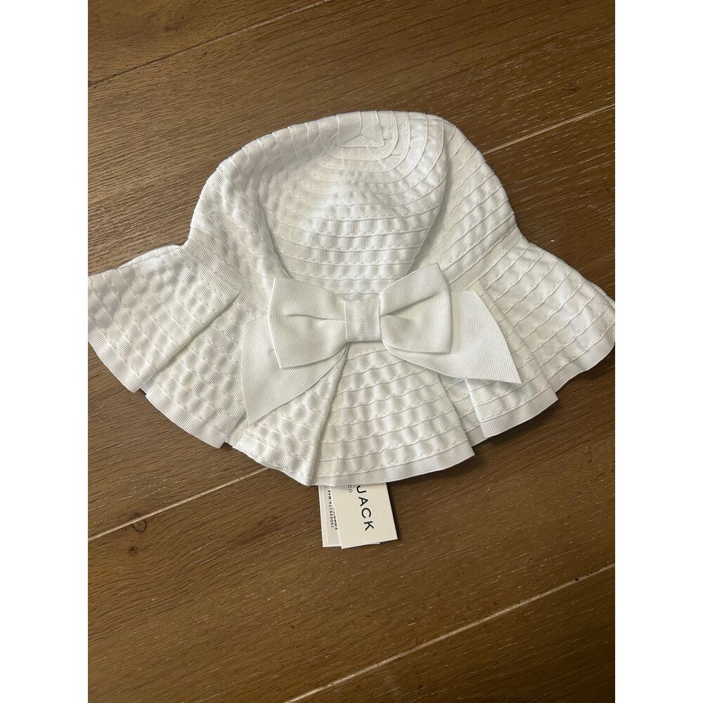 NWT Janie and Jack white girls sunhat with bow 3-6 Months